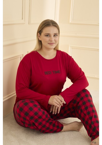Kadın Pijama Takımı Büyük Beden & Battal Uzun Kol