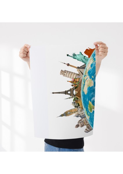 Çerçevesiz Poster Dünya Anıtları Dijital Baskı Poster, Ofis, Salon Dekorasyon