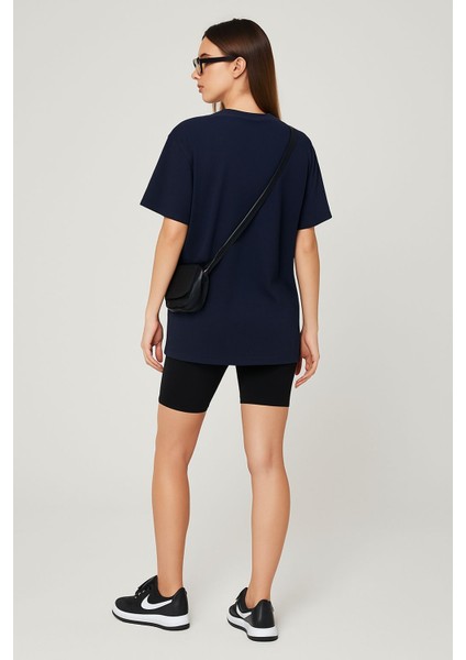 Unisex Spor Bisiklet Yaka Pamuk Oversize Boyfriend T-shirt