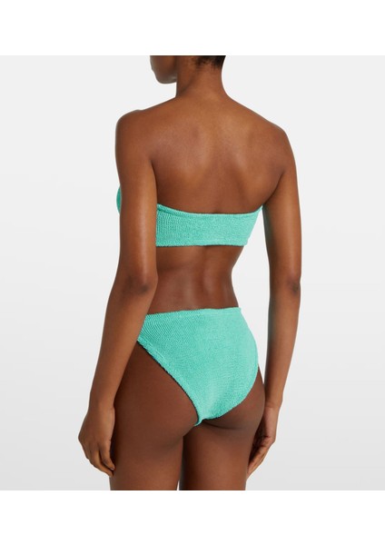 Straplez Dokulu Kumaş Bikini Takım