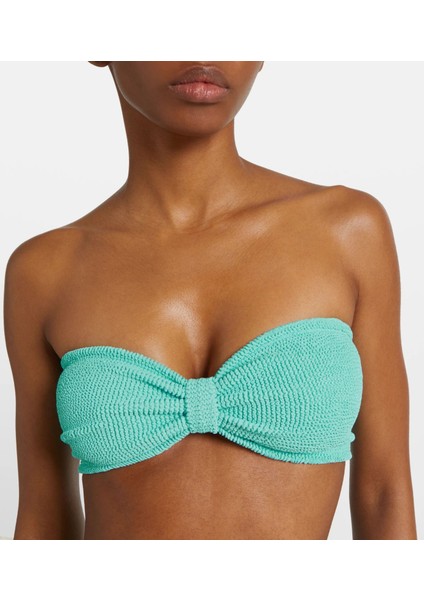 Straplez Dokulu Kumaş Bikini Takım