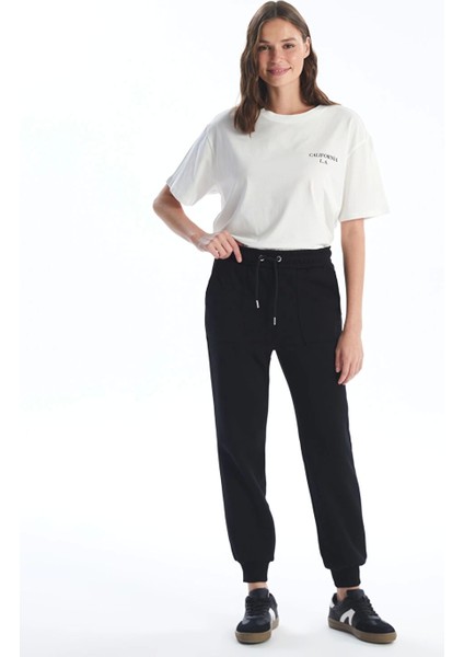 Lcw Vision Siyah Beli Lastikli Kadın Kalın Jogger Eşofman Altı