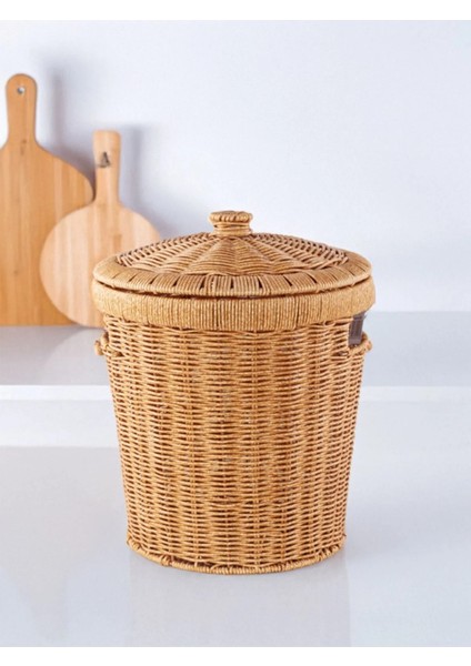 3 Adet Büyük Boy Kapaklı (Toplam 6 Parça) Doğal El Örgüsü Rattan Hasır Patates Soğan Sepeti Seti fiyatları