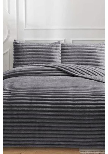 Eterna Peluş Tek Kişilik 180X240 cm Yatak Örtüsü Antrasit