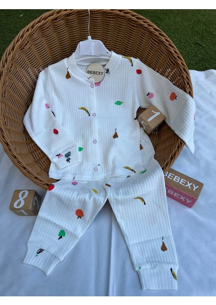 Meyve Desenli Pijama Takımı Düğmeli