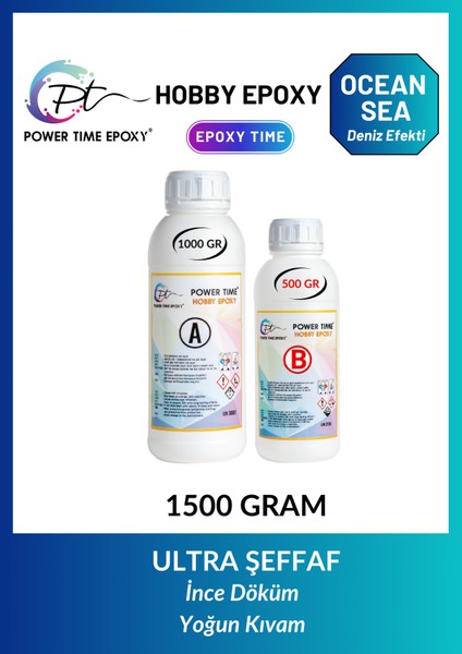 Hobi Epoksi Ocean & Sea/ Deniz Efekti Ultra Şeffaf ve Parlak Epoksi Reçine Ince Döküm Yoğun Kıvam