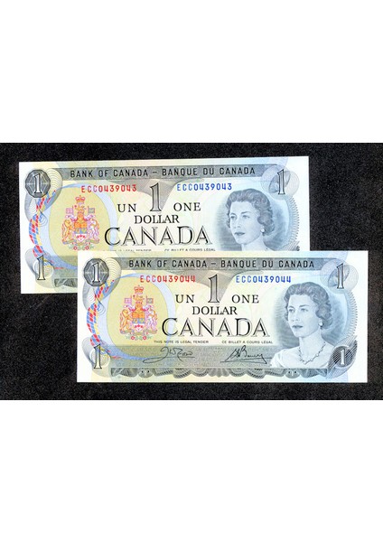 Canada Kanada 2 Adet Seri Takipli 1 Dollars W/ Queen Unc