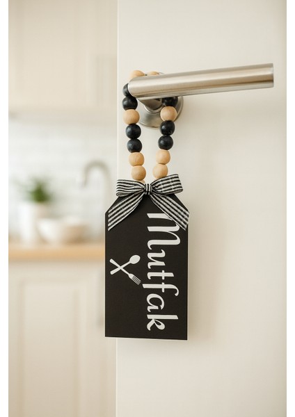 Dekoratif Ahşap Boncuklu "mutfak" Yazılı Tuvalet Banyo Kapı Kolu Aksesuarı Ahşap Hediyelik Süs