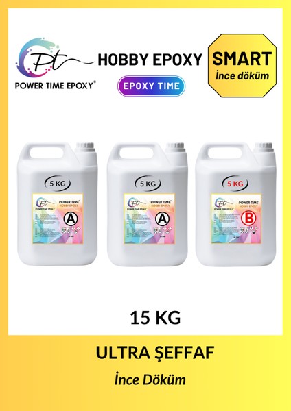 15 kg Hobby Epoxy Smart/ Hobi Epoksi Reçine Ultra Şeffaf ve Parlak Ince Döküm