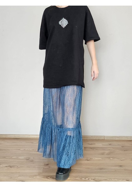 Fırıfırlı Uzun Dantel Etek