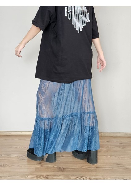 Fırıfırlı Uzun Dantel Etek