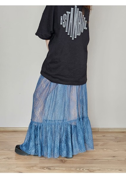 Fırıfırlı Uzun Dantel Etek