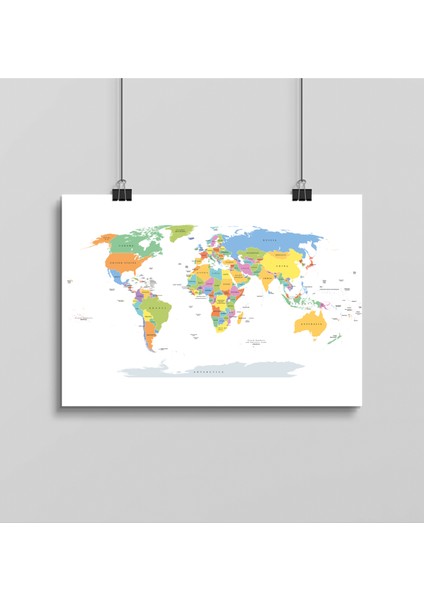 Çerçevesiz Poster Dünya Haritası, Dijital Baskı Dünya Haritası Posteri, Ofis, Salon Dekorasyon fiyatları