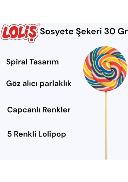 Sosyete Şekeri 30 gr (24'lü Kutu) | Renkli Çubuklu Lolipop Şeker–parti, Doğum Günü, Organizasyon modelleri