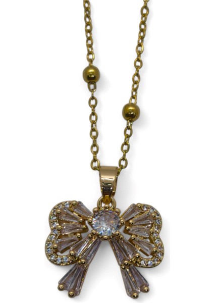 Altın Renk Baget Fiyonk Model Top Zincir Çelik Kolye - 3692 fiyatları