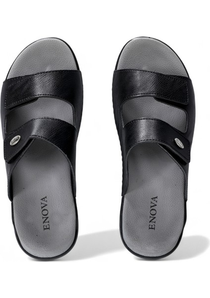 Her Gün Kullanıma Uygun Ortopedik Erkek Deri Terlik