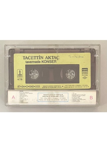 Tacettin Aktaç Tavernada Konser Kaset (Orijinal Dönem Kağıt Baskı Kaset) fiyatları