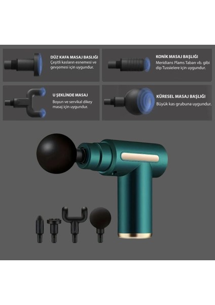 4 Masaj Başlıklı Titreşim, Şarj Edilebilir Küçük Masaj Aleti,masaj Tabancası (4915)