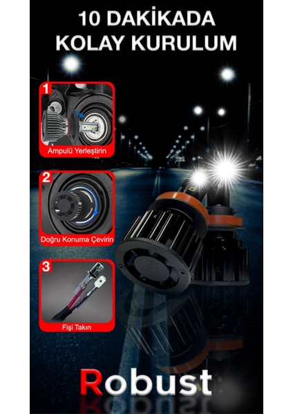 LED Xenon H1 S8 10.000 Lümen 50 Watt Csp 12V-24V Uyumlu Kısa Tıp fırsatları