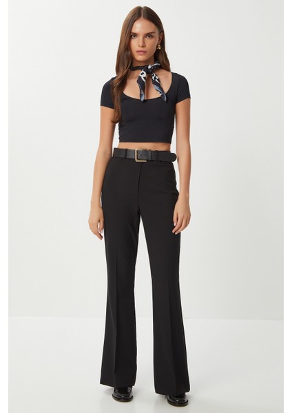 Hafif Ispanyol Paça Poliviskon Pantolon LGP0020 Siyah fiyatları