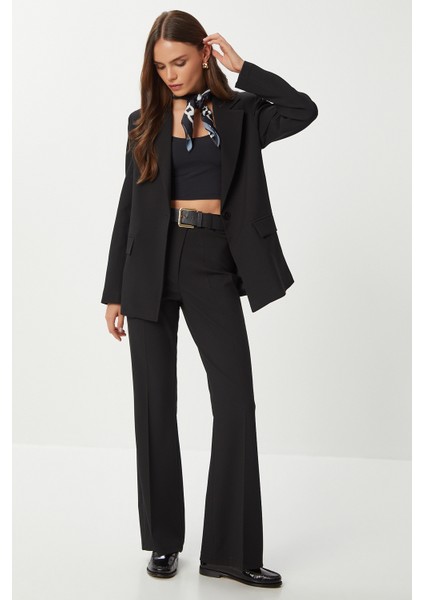 Hafif Ispanyol Paça Poliviskon Pantolon LGP0020 Siyah modelleri