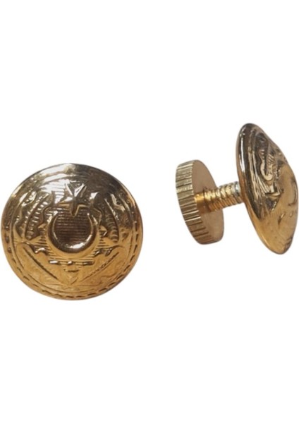 Metal Subay Düğme Arkası Vidalı - Subay Tören Sırması Vidalı Düğme - 2 Adet Düğme