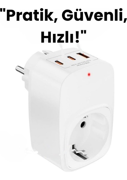 1-Usb 2 Type-C Çıkışlı Duvar Tipi Priz Adaptörü – Hızlı Şarj Destekli, Kompakt ve Güvenli Tasarım, Ev ve Ofis Kullanımı Için fiyatları