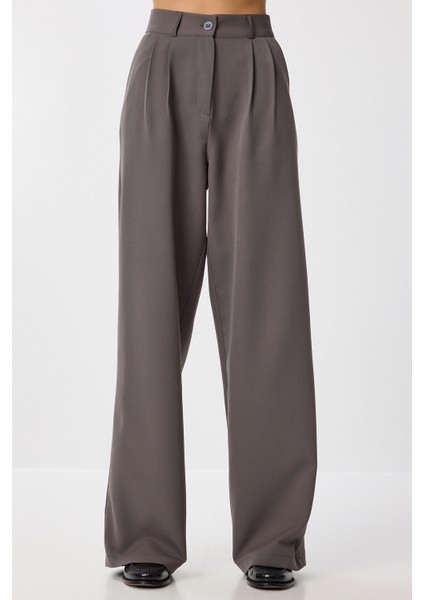 Cepli Dokuma Palazzo Pantolon LGK0007 Füme fırsatları