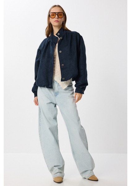 Vatkalı Süet Bomber Ceket LFG0155 Lacivert fiyatları