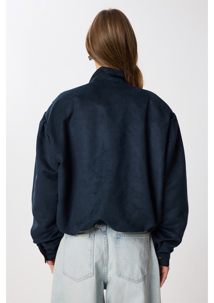 Vatkalı Süet Bomber Ceket LFG0155 Lacivert indirimleri