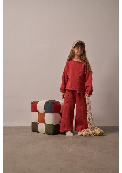 Kiremit Omuz Nakışlı Asimetrik Detaylı Alt Üst Takım fırsatları