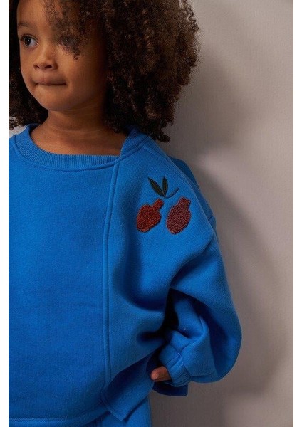 Mavi Omuz Nakışlı Asimetrik Detaylı Alt Üst Takım indirimleri