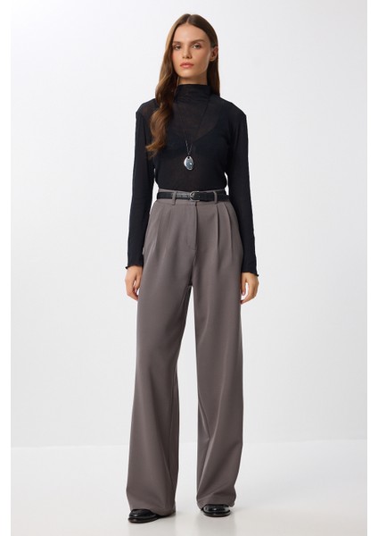 Cepli Dokuma Palazzo Pantolon LGK0007 Füme