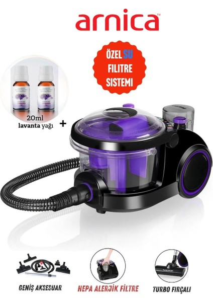 Su Filtreli Toz ve Alerjenleri Etkin Yüksek Performanslı Emiş Gücü Bora Süpürge 2400W+LAVANTA Yağı,3yıl Garanti