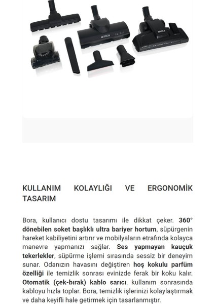 Su Filtreli Toz ve Alerjenleri Etkin Yüksek Performanslı Emiş Gücü Bora Süpürge 2400W+LAVANTA Yağı,3yıl Garanti fiyatları