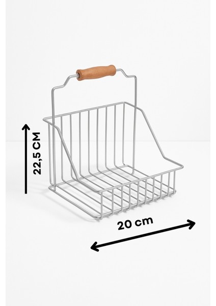 Silver Ahşap Kulplu Retro Sepet, Şık Çok Amaçlı Düzenleyici Organizer fırsatları