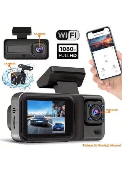 30 FPS Full HD Araç Kamerası | 1080P Ön + 720P Arka Kamera, Wi-Fi, Gece Görüş, 170° Geniş Açı – 2 Yıl Garantili fiyatları