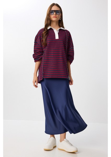 Uzun Saten Etek LGK0008 Lacivert