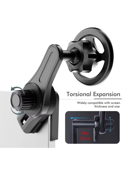 GA80 Mag-Safe Ekran Üstü Elektrikli Araç Telefon Tutucu 2,5 cm Kadar Tüm Ekranlar Araba Notebook Monitör indirimleri