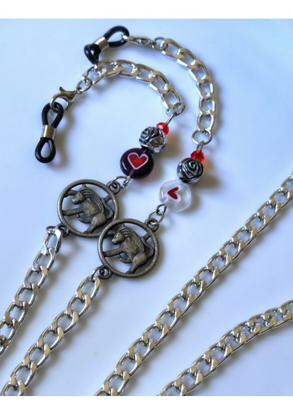 Aksesuar Boğa Burcu Nikel Rengi Gözlük Zinciri modelleri