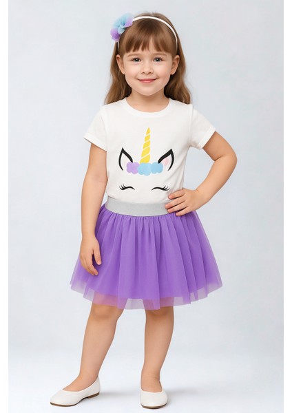 Kız Çocuk Unicorn Tütü Ikili Takım