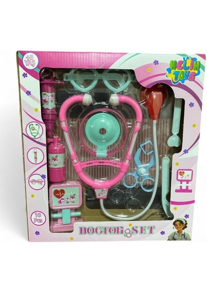 9 Parça Kutulu Eğitici Doktor Seti Pembe 2531