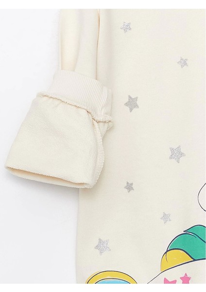 Lcw Kids Ekru Bisiklet Yaka Uzun Kollu Kız Bebek Sweatshirt ve Eşofman Alt 2'li Takım