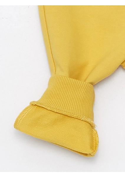 Lcw Baby Bej Bisiklet Yaka Uzun Kollu Baskılı Erkek Bebek Sweatshirt ve Eşofman Altı 2'li Takım