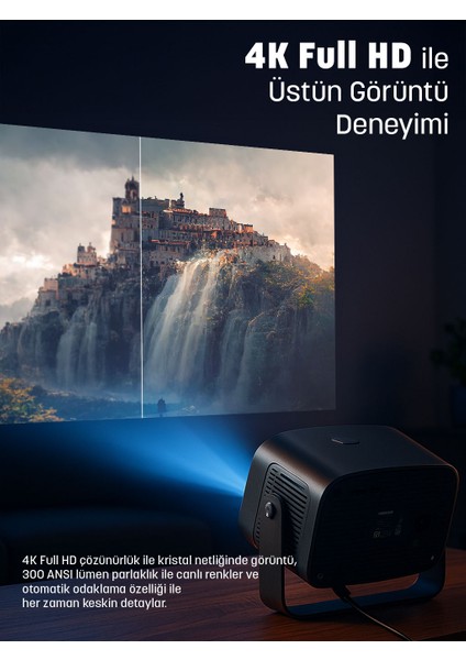 4K Smart Cinema Portable Projector (Auto Focus / Android) Türkçe Menü modelleri