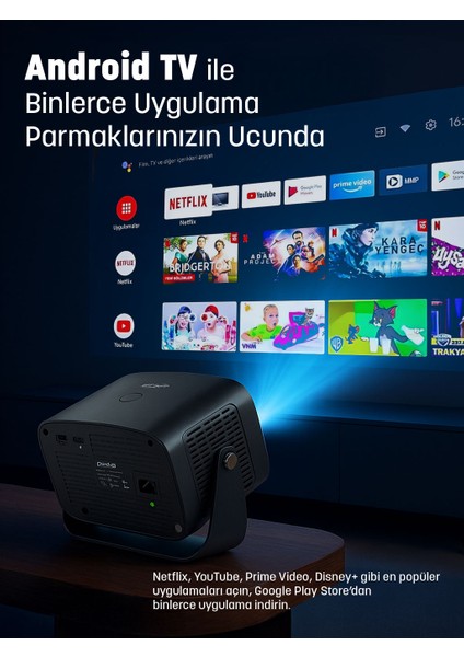 4K Smart Cinema Portable Projector (Auto Focus / Android) Türkçe Menü fırsatları