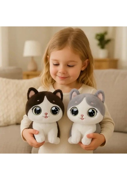 Kawaii Siyah Kedi Peluş Oyuncak 25 cm Doğum Günü Hediyelik Oyuncak fiyatları