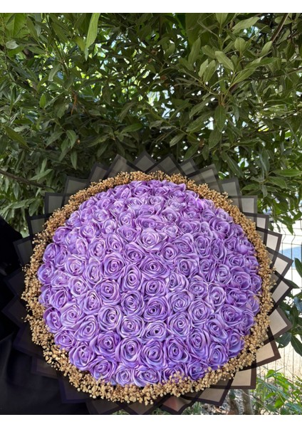101 Lı Isteme Söz Nişan Solmayan Gül Buketi Lila Gül Dışı Siyah indirimleri