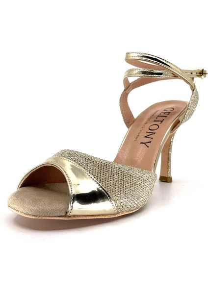 𝐀𝐔𝐑𝐄𝐋𝐈𝐀 | 𝐆𝐄𝐋𝐓𝐎𝐍𝐘® Tango Ayakkabısı • Düğün • Gece • Özel Gün • Altın Simli Kumaş & Parlak Rugan Detaylı Zarif Kadın Topuklu Ayakkabı indirimleri