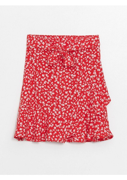 Lcw Kids Kırmızı Beli Lastikli Çiçekli Kız Çocuk Etek modelleri